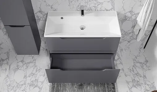 Тумба-умывальник подвесная Raval Wector 90 антрацит Wct.01.90/P/A/MD+4627173210195