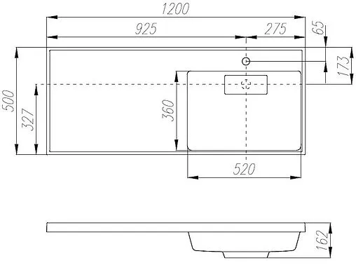 Раковина Aquaton Лондри 120 R графит 1A72243KLH21R