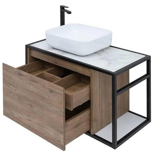 Тумба под умывальник подвесная Aquanet Nova Lite LOFT 75 L дуб рустикальный 00261658