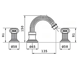 Смеситель для биде Cezares Olimp золото OLIMP-BBS2-03/24-O, 2