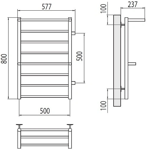 Полотенцесушитель водяной лесенка Terminus Анкона П8 500х800 бп500 полированная сталь 4670078529961