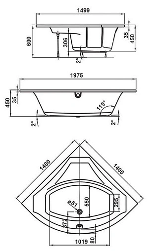 Ванна акриловая Vagnerplast Veronela Corner 140x140 VPBA140VEA3X-04