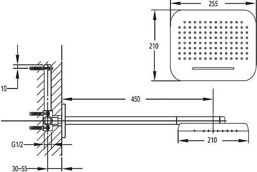 Лейка верхнего душа с настенным креплением Cezares Tesoro хром TESORO-F-TD2P-01