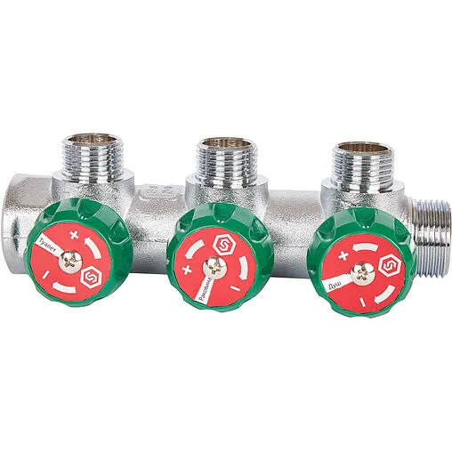 Коллектор регулирующий проходной 3 отвода ¾&quot;в/н x ½&quot;к Stout SMB-6850-341203