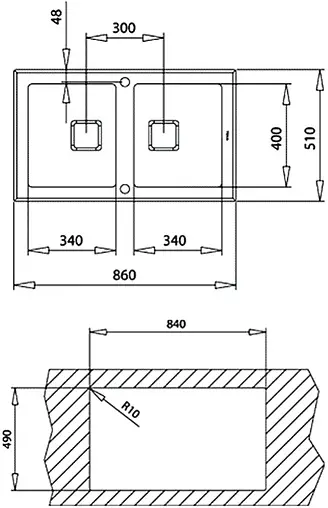Мойка кухонная Teka Diamond RS15 2B 86 нержавеющая сталь/чёрное стекло 115030017