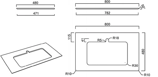 Столешница для раковин встраиваемых сверху Kerama Marazzi Plaza Modern PL2 80 риальто песочный PL2.SG560420R\80