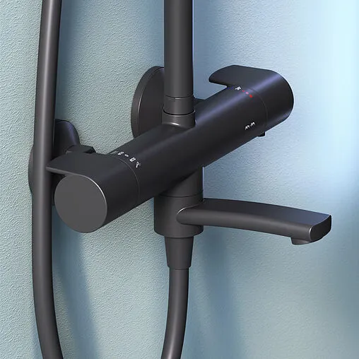 Душевая система с термостатом для ванны Am.Pm X-Joy чёрный матовый F0785A522 Душевая система с термостатом для ванны Am.Pm X-Joy чёрный матовый F0785A522