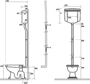 Унитаз с высоким бачком Kerasan Retro белый 101001+108001+ Унитаз с высоким бачком Kerasan Retro белый 101001+108001+, 2
