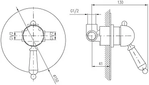 Смеситель для душа скрытого монтажа Rav Slezak Labe бронза/белый L583LSM, 2