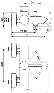 Смеситель для ванны Ideal Standard Ceraline чёрный матовый/хром BC199U4 Смеситель для ванны Ideal Standard Ceraline чёрный матовый/хром BC199U4, 2