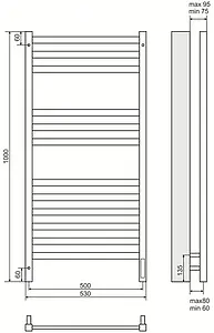 Полотенцесушитель электрический лесенка Terminus Ното П12 500х1000 электро sensor quick touch полированная сталь 4670078526519 Полотенцесушитель электрический лесенка Terminus Ното П12 500х1000 электро sensor quick touch полированная сталь 4670078526519, 2