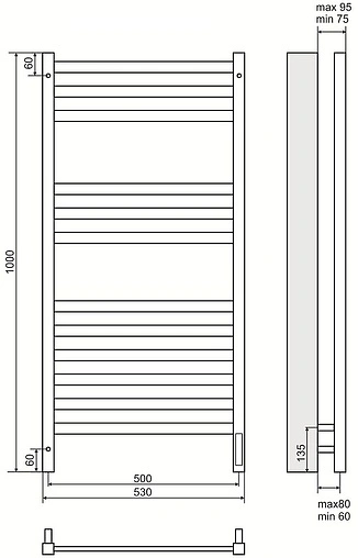 Полотенцесушитель электрический лесенка Terminus Ното П12 500х1000 электро sensor quick touch полированная сталь 4670078526519
