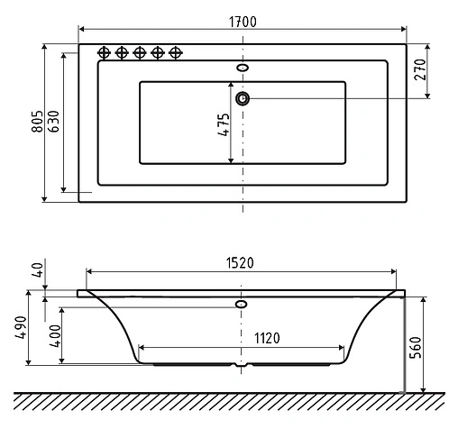 Ванна акриловая Excellent Pryzmat Lux 170x80 WAEX.PRL17WH