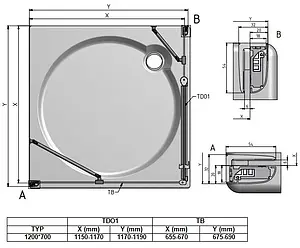 Душевое ограждение 1200x700мм прозрачное стекло Roltechnik Tower Line TDO1+TB/1200*700 724-1200000-00-02+725-7000000-00-02 Душевое ограждение 1200x700мм прозрачное стекло Roltechnik Tower Line TDO1+TB/1200*700 724-1200000-00-02+725-7000000-00-02, 2