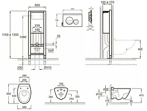 Комплект 5 в 1 Jacob Delafon Presquille E21743RU-00 с кнопкой E20859-CP-MTC хром глянцевый Комплект 5 в 1 Jacob Delafon Presquille E21743RU-00 с кнопкой E20859-CP-MTC хром глянцевый, 2