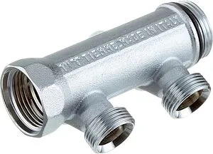 Коллектор регулирующий проходной 2 отвода 1"в/н x ¾"ек Tiemme MAXIMA 1860024 Коллектор регулирующий проходной 2 отвода 1"в/н x ¾"ек Tiemme MAXIMA 1860024, 2