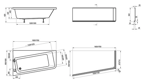 Ванна акриловая Ravak 10° 160x95 L C831000000