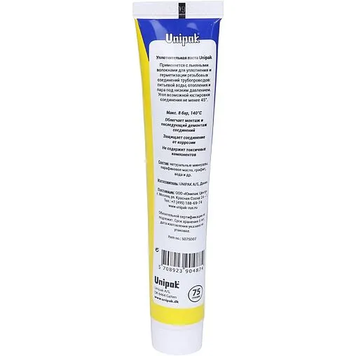 Паста уплотнительная 75г Unipak 5075007 Паста уплотнительная 75г Unipak 5075007