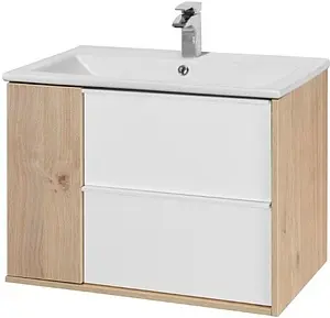 Тумба-умывальник подвесная Aquaton Бостон 70 дуб эврика/белый 1A2526K1BN010, 1