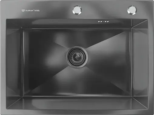 Мойка кухонная Ulgran Steel 60 черная брашированая сталь