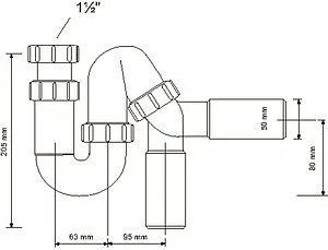 Сифон трубный для мойки Mc Alpine MRSK12-50 Сифон трубный для мойки Mc Alpine MRSK12-50, 2