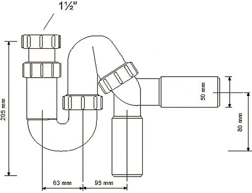 Сифон трубный для мойки Mc Alpine MRSK12-50