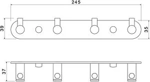 Планка с 4-мя крючками Aquatek Европа хром AQ4123CR Планка с 4-мя крючками Aquatek Европа хром AQ4123CR, 2