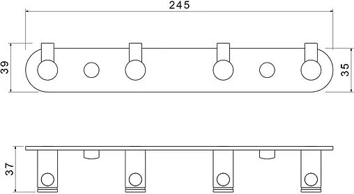 Планка с 4-мя крючками Aquatek Европа хром AQ4123CR