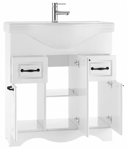 Тумба-умывальник напольная Домино Rich 80 белое дерево DR6003T+4620008198941