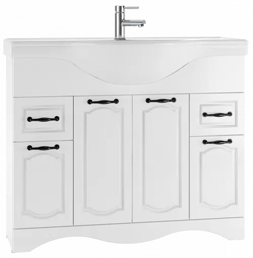 Тумба под умывальник напольная Домино Rich 105 белое дерево DR6004T