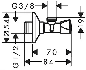 Кран шаровый угловой ½&quot;н x ⅜&quot;н хром Hansgrohe E 13902000, 2