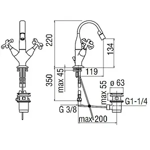 Смеситель для биде Nobili Carlos Primero хром CP219/1CR Смеситель для биде Nobili Carlos Primero хром CP219/1CR, 2