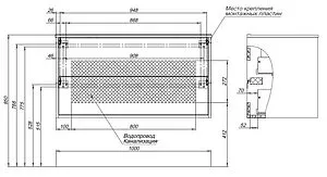 Тумба-умывальник подвесная Aquanet Lino 100 (Flat) дуб веллингтон 00287545+00254365, 3
