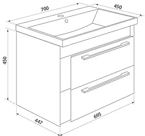 Тумба под умывальник подвесная IDDIS Color Plus 70 белый/розовый COL70P0i95 Тумба под умывальник подвесная IDDIS Color Plus 70 белый/розовый COL70P0i95, 2