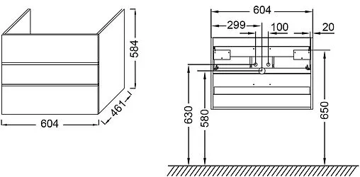 Тумба-умывальник подвесной Jacob Delafon Lucien 60 белый EB2056-J5-J5+