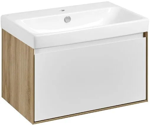 Тумба под умывальник подвесная Aquaton Либерти 70 белый/дуб эльвезия 1A279801LYC70