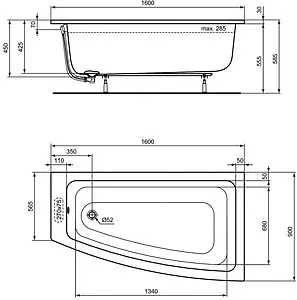 Ванна акриловая Ideal Standard i.life 160х90 R T476901, 2