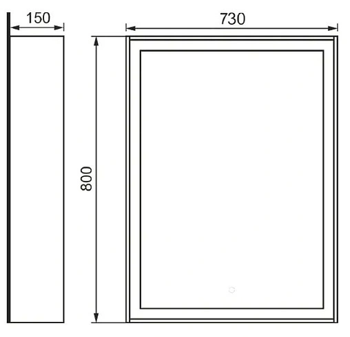 Зеркало с подсветкой Raval Frame 75 белый Fra.02.75/W