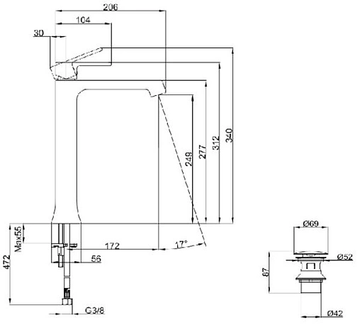Смеситель для раковины Villeroy&amp;Boch Classic хром TVW10110511061