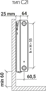 Радиатор стальной панельный Royal Thermo COMPACT тип 21 400 x 500 мм Bianco Traffico C21-400-500/9016 Радиатор стальной панельный Royal Thermo COMPACT тип 21 400 x 500 мм Bianco Traffico C21-400-500/9016, 2