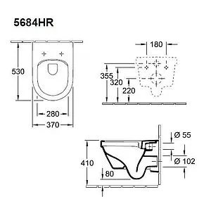 Унитаз подвесной безободковый Villeroy&Boch Architectura CeramicPlus белый 5684HRR1, 2