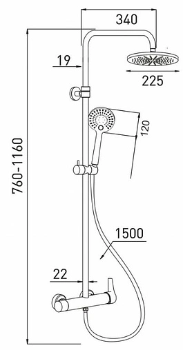 Душевая система со смесителем для душа Gross Aqua Evo чёрный матовый GA9017SMDMB