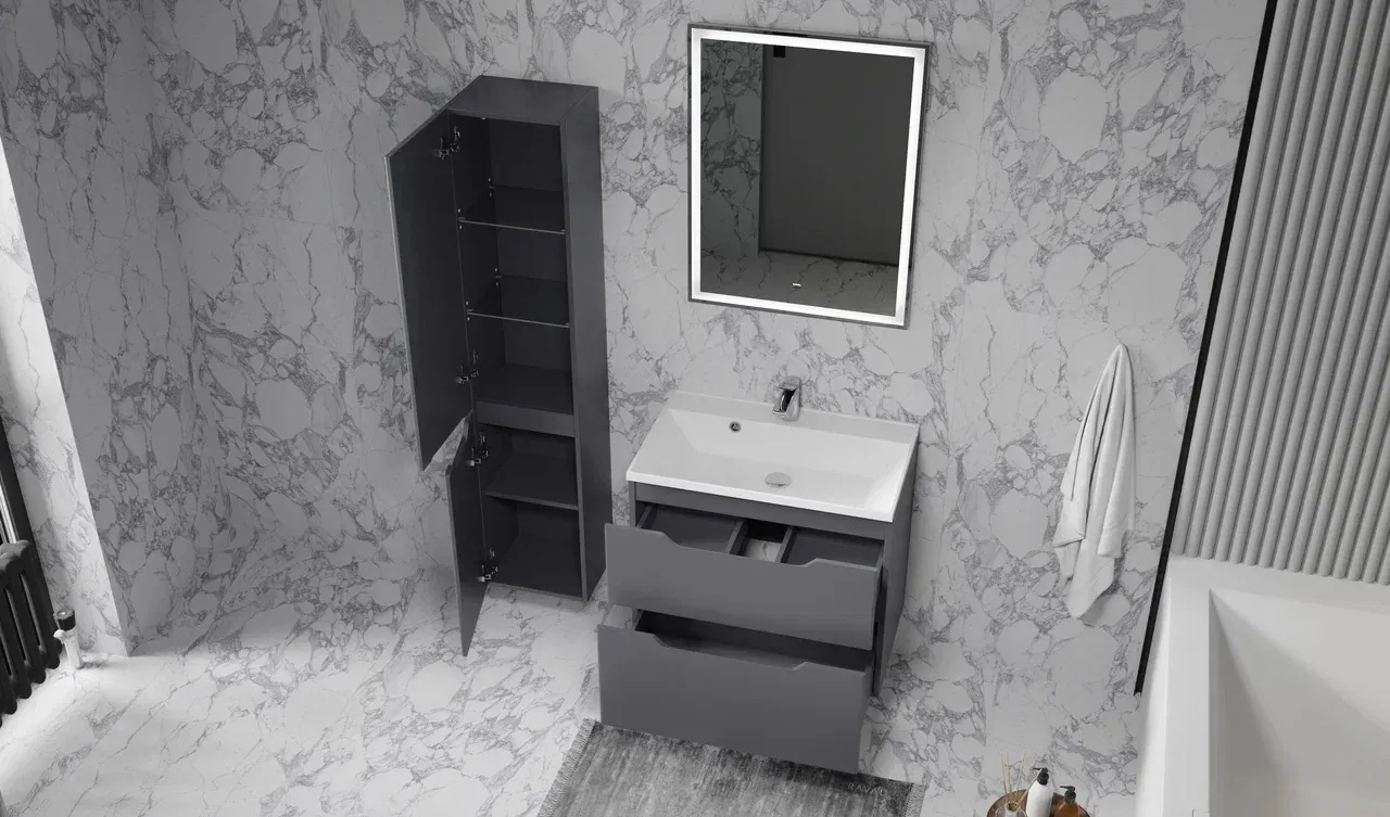 Тумба-умывальник подвесная Raval Wector 70 антрацит Wct.01.70/P/A/MD+4627173210171