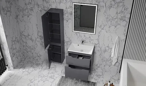 Тумба-умывальник подвесная Raval Wector 60 антрацит Wct.01.60/P/A/MD+4627173210164