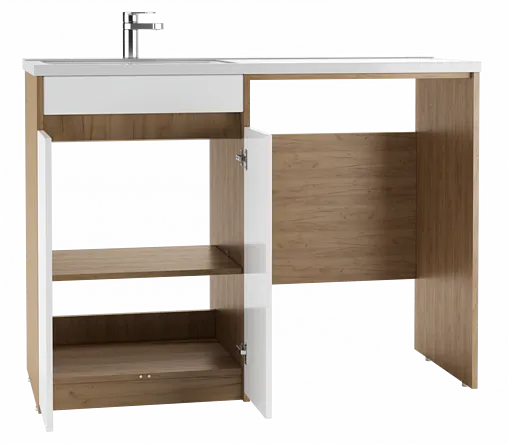 Тумба под умывальник напольный, над стиральной машиной Айсберг Домино 120 белый/дуб вотан DD4213T