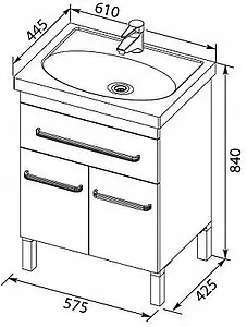 Тумба-умывальник напольная Aquanet Сиена 60 белый 00186363+00185476 Тумба-умывальник напольная Aquanet Сиена 60 белый 00186363+00185476, 2