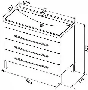 Тумба-умывальник напольная Aquanet Верона 90 белый 00178470+00158756 Тумба-умывальник напольная Aquanet Верона 90 белый 00178470+00158756, 2