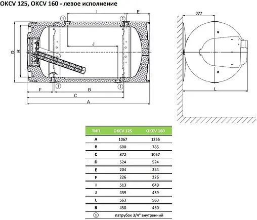 Бойлер комбинированного нагрева Drazice OKCV 160L (10 кВт) 1106408112