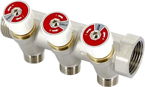 Коллектор регулирующий проходной 3 отвода 1&quot;в/н x ½&quot;н Uni-fitt 400N4231