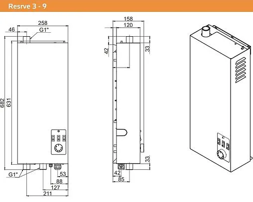 Котел электрический одноконтурный 9кВт Zota Reserve SET 9 RS3468421009 Котел электрический одноконтурный 9кВт Zota Reserve SET 9 RS3468421009